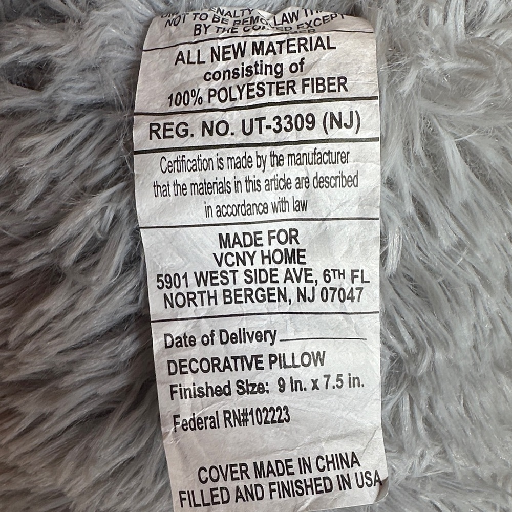 Gray Faux Fur Decorative Pillow - Picture 3 of 3